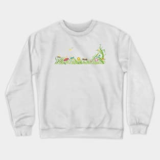 Colorful daisy field in spring time Crewneck Sweatshirt